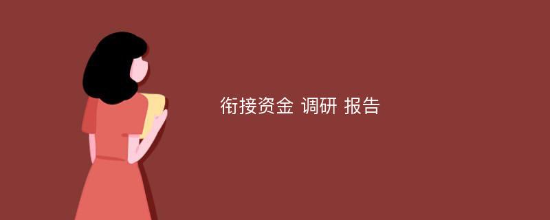 衔接资金 调研 报告