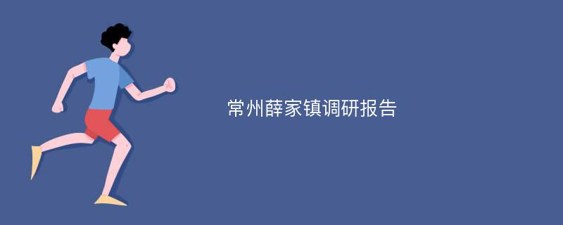 常州薛家镇调研报告