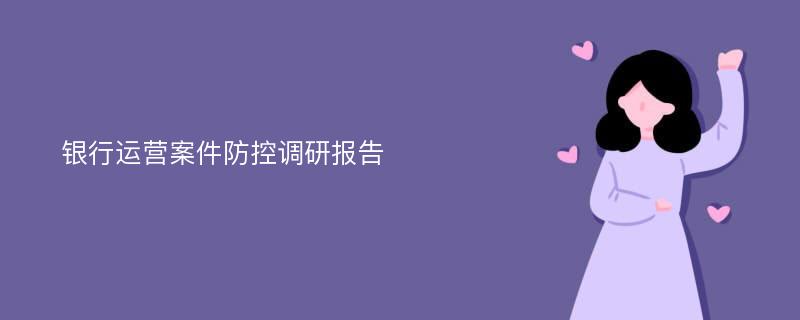 银行运营案件防控调研报告