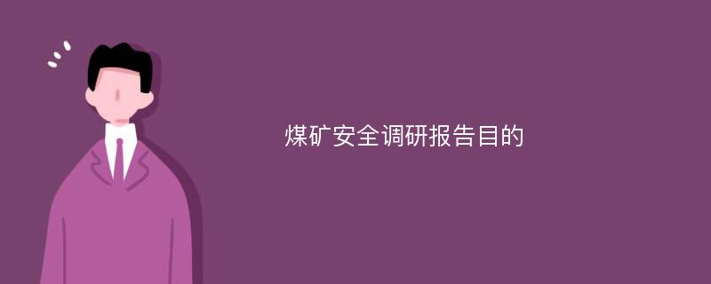 煤矿安全调研报告目的