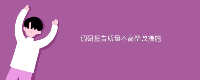 调研报告质量不高整改措施