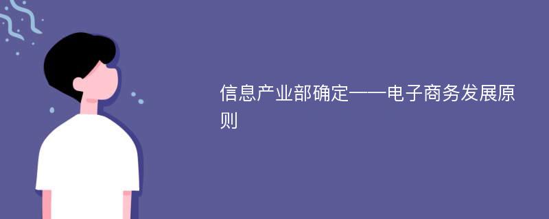 信息产业部确定——电子商务发展原则