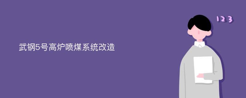 武钢5号高炉喷煤系统改造